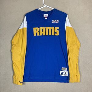 Mitchell & Ness Sweater‎ Mens Large Blue Yellow White Rams 1979 100th Throwback